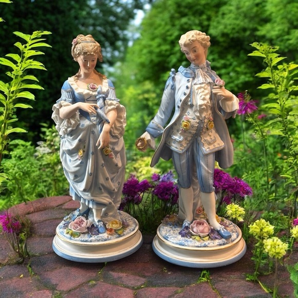 Antique French Bisque Figurines – 16” Pair of Elegant Man and Woman - Picture 3 of 15